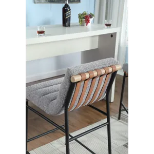 Lahni - 17.Boucle Fabric Counter Height Chair - Gray