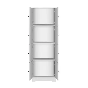Tall Storage Cabinet With 8 Doors And 4 Shelves, Wall Storage Cabinet For Living Room, Kitchen, Offi