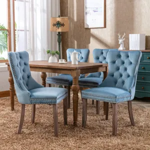 Nikki - Modern, High-End Tufted Solid Wood Contemporary Velvet Upholstered Dining Chair With Wood Le