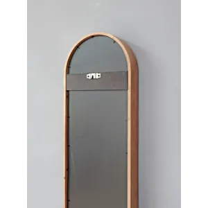 Decorative Rubber Frame Mirror With Elongated Oval Frame - Brown