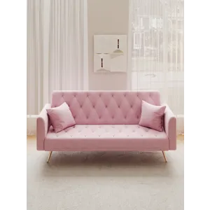 Convertible Double Folding Living Room Sofa Bed - Pink