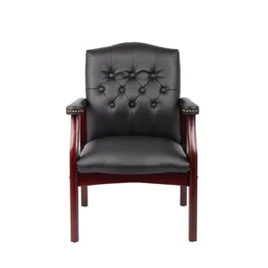 Leather Reception Guest Chairs With Padded Seat And Arms Ergonomic Mid-Back Office Executive Side Ch