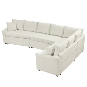 L-Shaped Sofa Convertible Sofa Bed Pull Out Sofa Sleeper With Two Back Pillows, Two USB Ports And Tw