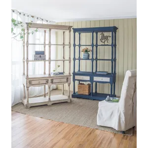Adela - French Country Wood Bookcase, Display Storage Shelf Etageres - Antique White
