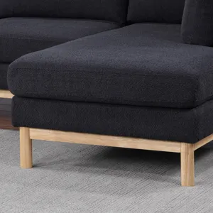 Hallie - Wide Sherpa Double Chaise U-Shape Sectional Sofa - Black