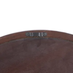Circle Wall Mirror With Wooden Frame And Walnut Finish, Wall Mirror For Living Room Dining Room - Br
