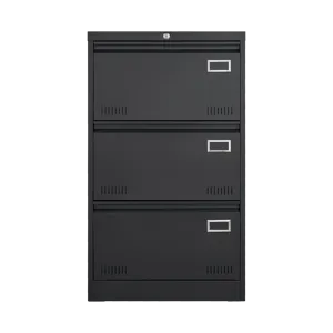 Filing Cabinet Lateral File Cabinet 3 Drawer, Blcak Locking Metal File Cabinets Three Drawer, Office