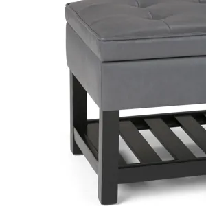 Cosmopolitan - Storage Ottoman Bench with Open Bottom - Stone Grey