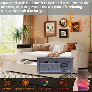 Twin Size Upholstered Daybed With Storage Armrests, Trundle And Latest Integrated Bluetooth Audio Sy