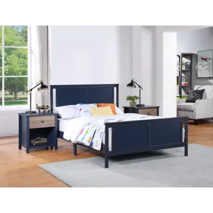 Connelly - Full Bed - Midnight Blue/Vintage Walnut
