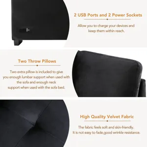 Sleeper Sectional Sofa, L-Shape Corner Couch Sofa Bed With Storage Ottoman & Hidden Arm Storage & US
