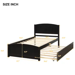 Twin Size Platform Bed With Trundle - Espresso