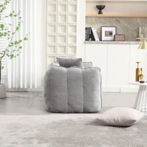 Soft Beanbag Chair With High Resilience Foam Core For Two People - Gray