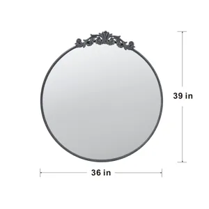 Classic Design Mirror With Round Shape And Baroque Inspired Frame For Bathroom, Entryway, Console Le