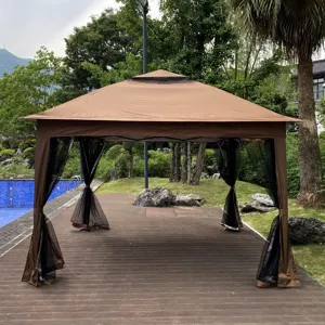 Outdoor 11X 11Ft Pop Up Gazebo Canopy With Removable Zipper Netting, 2 Tier Soft Top Event Tent, Sui