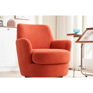 Teddy Swivel Barrel Chair, Swivel Accent Chairs Armchair For Living Room, Reading Chairs For Bedroom