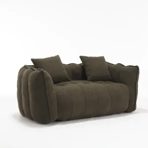 Soft Beanbag Chair With High Resilience Foam Core For Two People - Olive Green