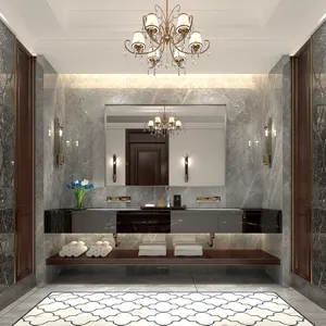 40X30\" Silver Rectangular Wall-Mounted Beveled Bathroom Mirror, Square Angle Metal Frame Wall Mount