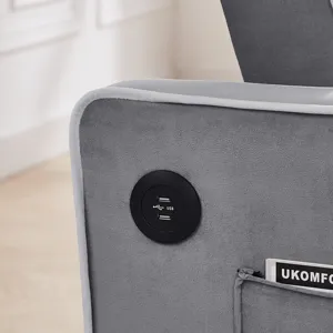 Sofa Bed, 3 In 1 Convertible Sofa Chair Bed, Adjustable Backrest Chair, Chaise Lounge With USB Ports