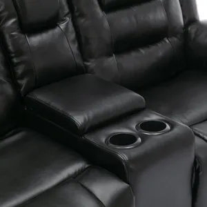 2 Seater Home Theater Recliner Manual Recliner Chair With A Storage Box And Two Cup Holders For Livi