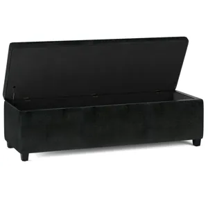 Avalon - Extra Large Storage Ottoman Bench - Midnight Black