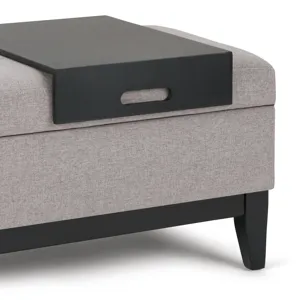 Oregon - Storage Ottoman Bench with Tray - Cloud Grey