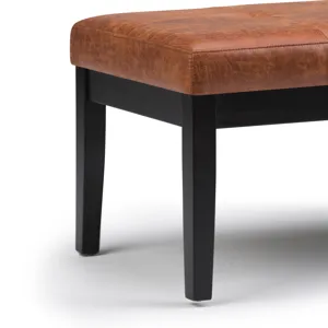 Lacey - Tufted Ottoman Bench - Distressed Saddle Brown