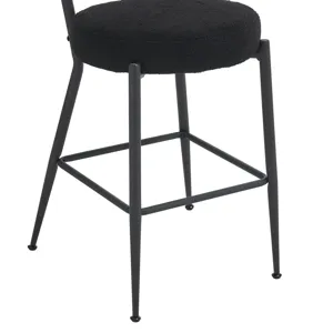 Modern Teddy Fabric Upholstered Bar Stools (Set of 2)- Black