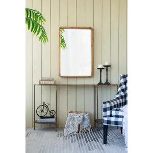 Rectangle Wood Mirror, Farmhouse Wall Decor For Living Room Bedroom Entryway - Brown