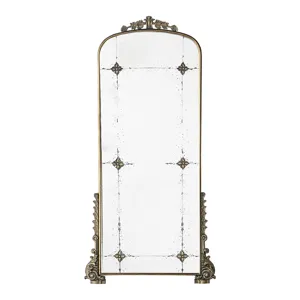 Antique Arched Mirror With Metal Frame, Full Length Mirror For Living Room Bathroom Entryway - Gold