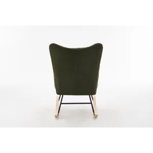 37.7\" Rocking Chair Nursery, Solid Wood Legs Reading Chair With Teddy Fabric Upholstered, Nap Armch