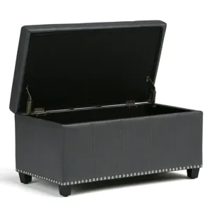 Amelia - Storage Ottoman Bench - Stone Grey
