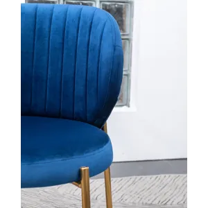 Amoa - Contemporary Velvet Upholstery Dining Chair - Blue