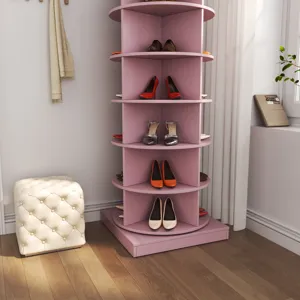 360 Rotating Shoe Cabinet 6 Layers - Pink
