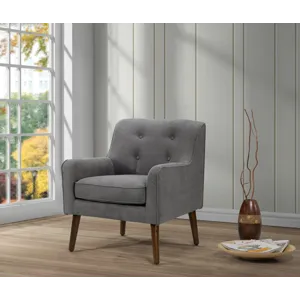 Ryder - Mid Century Modern Woven Fabric Tufted Armchair - Gray