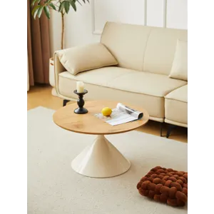Round Coffee Table - Brown / White