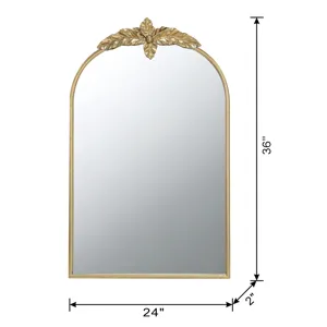 Arched Wall Mirror With Metal Frame, Wall Mirror For Living Room, Bedroom Hallway - Gold