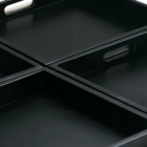 Avalon - Square Coffee Table Storage Ottoman - Midnight Black