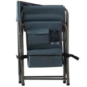 Padded Folding Outdoor Chairs With Storage Pockets (Set of 2), Lightweight Oversized Directors Chair