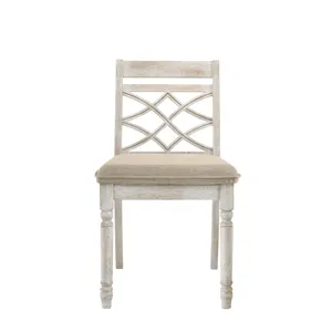 Havanna - 5 Piece Wide Contemporary Round Dining Table With Off White Fabric Chairs (Set of 5) - Vin