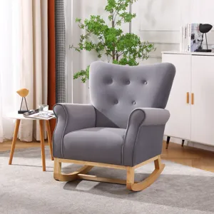 Modern Rocking Chair, Upholstered Accent Chair For Nursery, Playroom, Bedroom And Living Room, Small