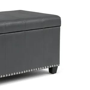Amelia - Storage Ottoman Bench - Stone Grey