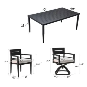 7 Piece Dining Set Modern Outdoor Patio Furniture, Including 4 Dining Chairs & 2 Swivel Rockers Sunb