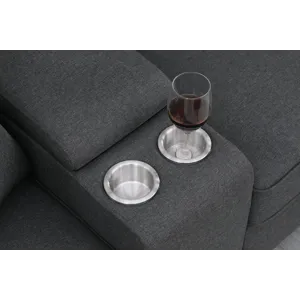 Eric - 9 Piece Upholstered Sectional With Ottoman - Dark Gray