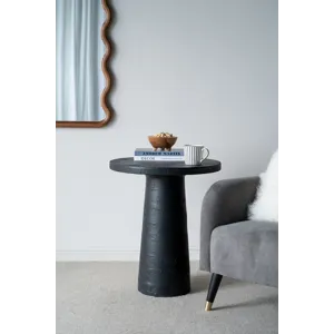 Round Side Table With Pedestal Base - Black - Black