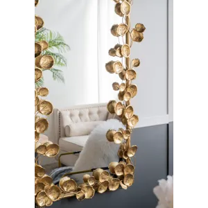 Stella Full Length Mirror With Leaf Accents, Floor Miiror For Living Room Bedroom - Golden