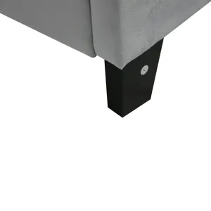 Queen Size Upholstered Platform Bed Frame With Pull Point Tufted Headboard, Strong Slat Support, Mat