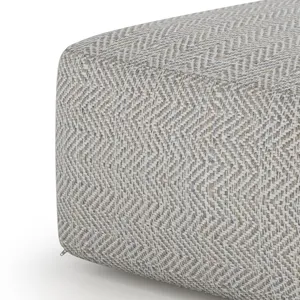 Nate - Square Pouf - Patterned Grey Melange