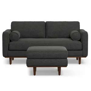 Morrison - 72\" Sofa and Ottoman Set - Charcoal Gray