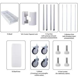 20\" 6 Tier 6000Lbs Capacity Nsf Metal Shelf Wire Shelving Unit, Heavy Duty Adjustable Storage Rack 
